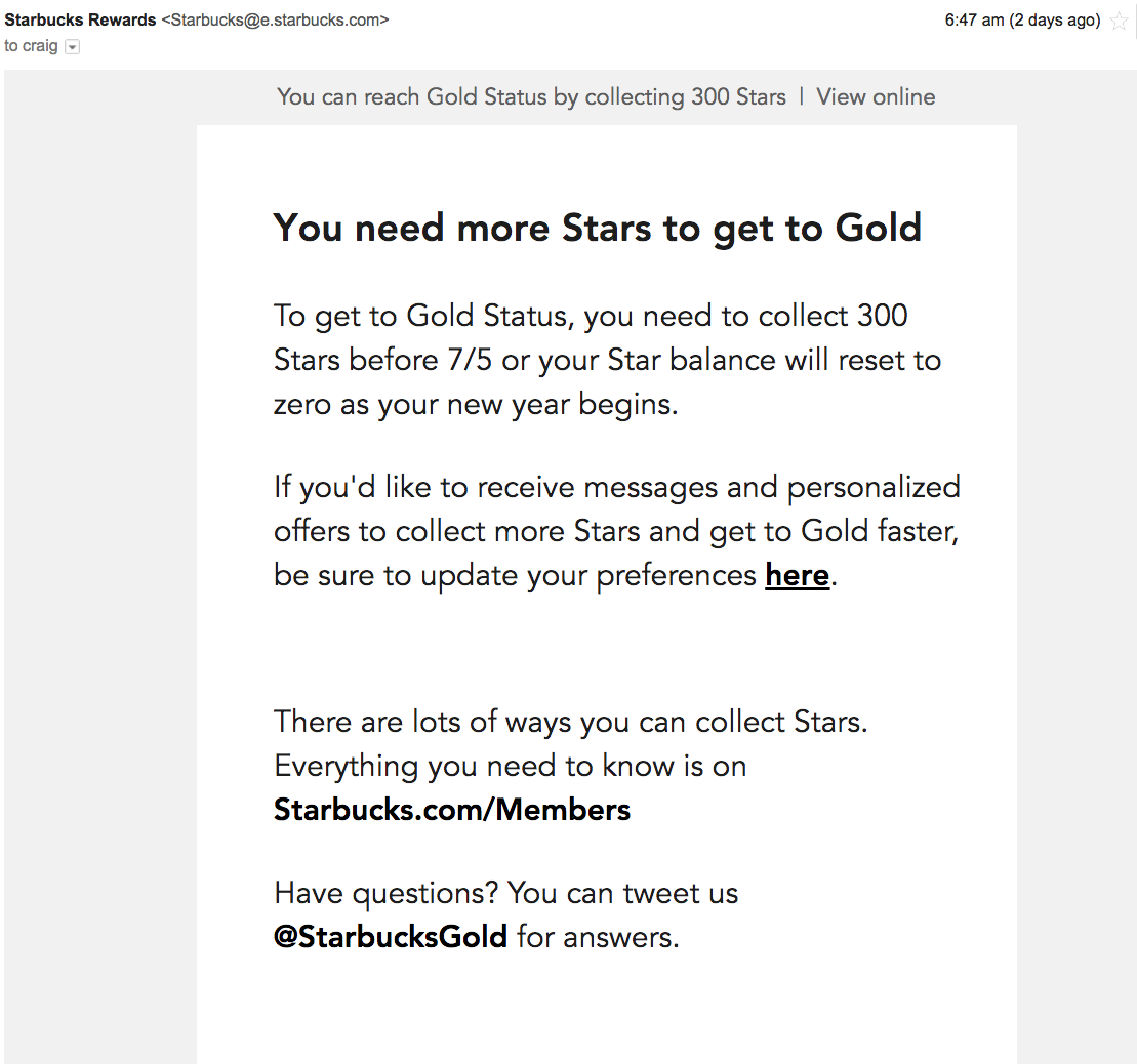 starbucks gold or lose points